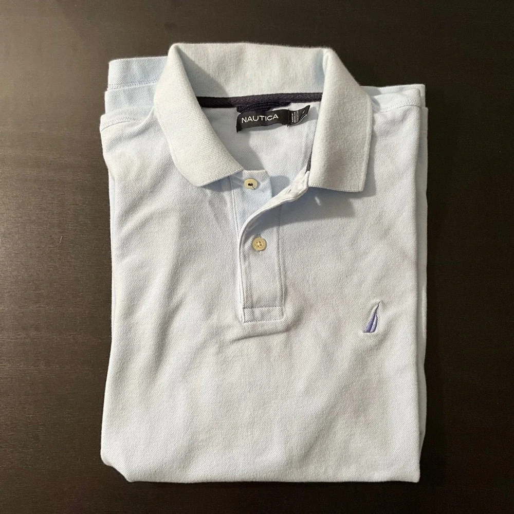 Nautica Men's Polo Shirt Medium Blue Short Sleeve Casual Classic Fit